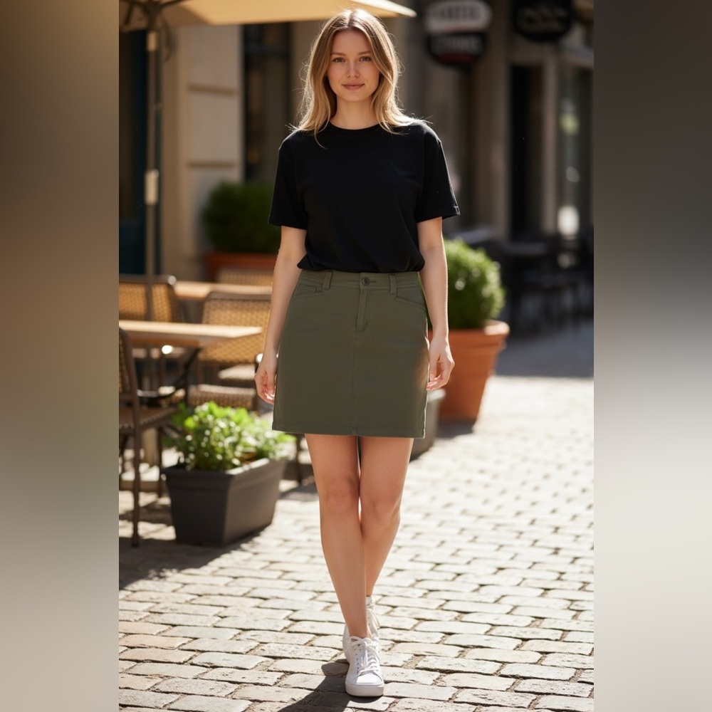 Eddie Bauer Olive Green Outdoor Hiking Skirt Size 8 Travel Casual